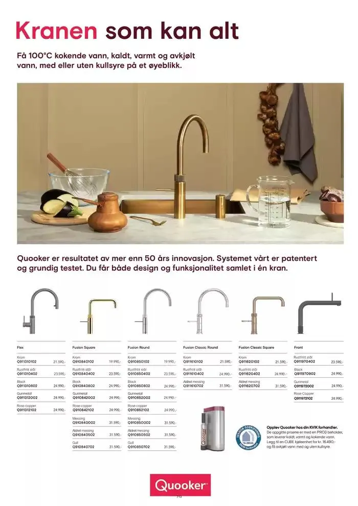 kvik kjøkken Prisliste. fra 1. januar til 31. desember 2025 - kundeavisside 713