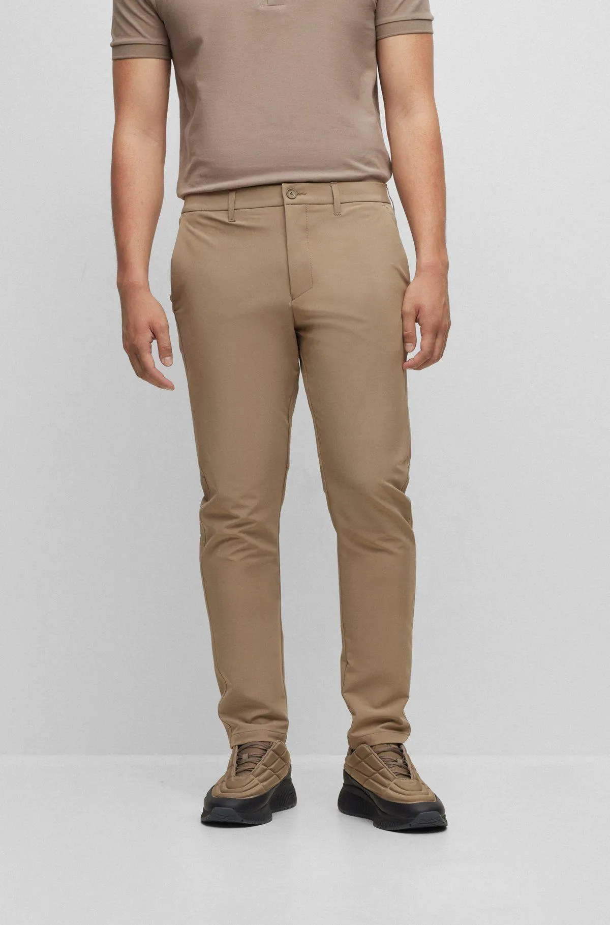 Slim-fit chinos in easy-iron four-way stretch fabric