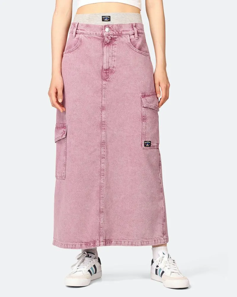 Rosa cargoskjørt i denim