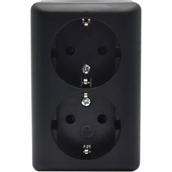 Namron stikkontakt dobbel påvegg jord og barnevern sort