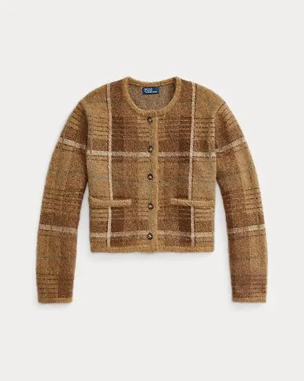 Plaid Alpaca-Blend Cardigan