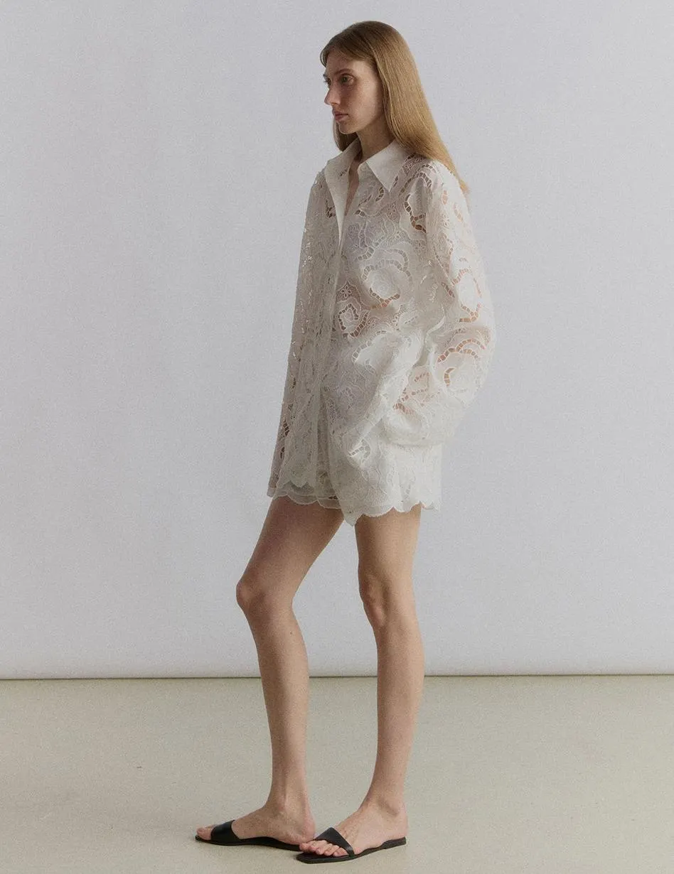 Dorrie Lace Shirt White