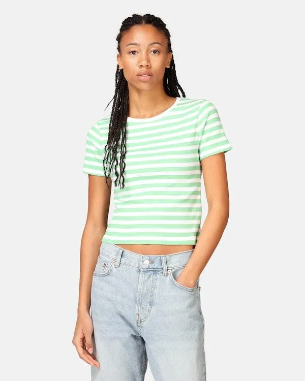 Crop Ribbet t-skjorte