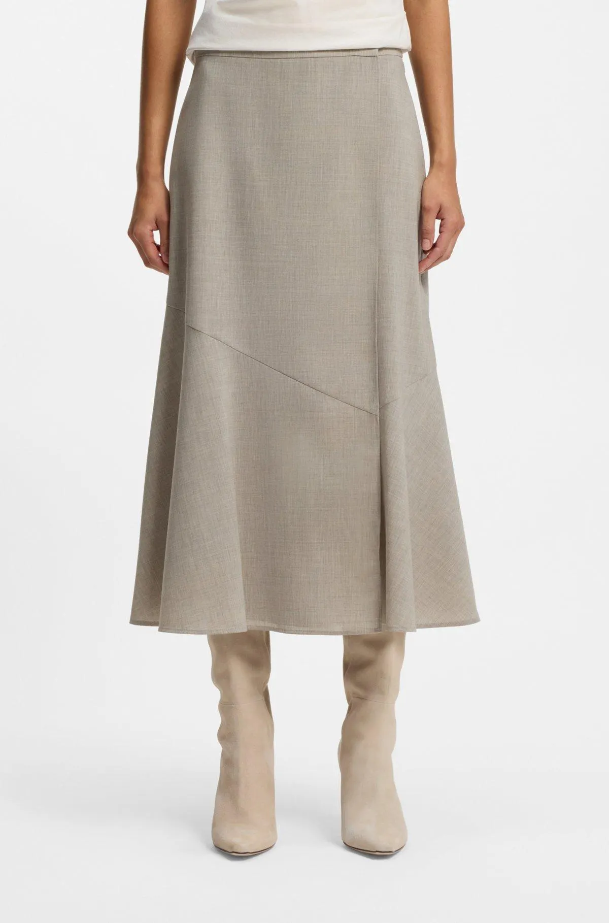 A-line skirt in melange virgin wool