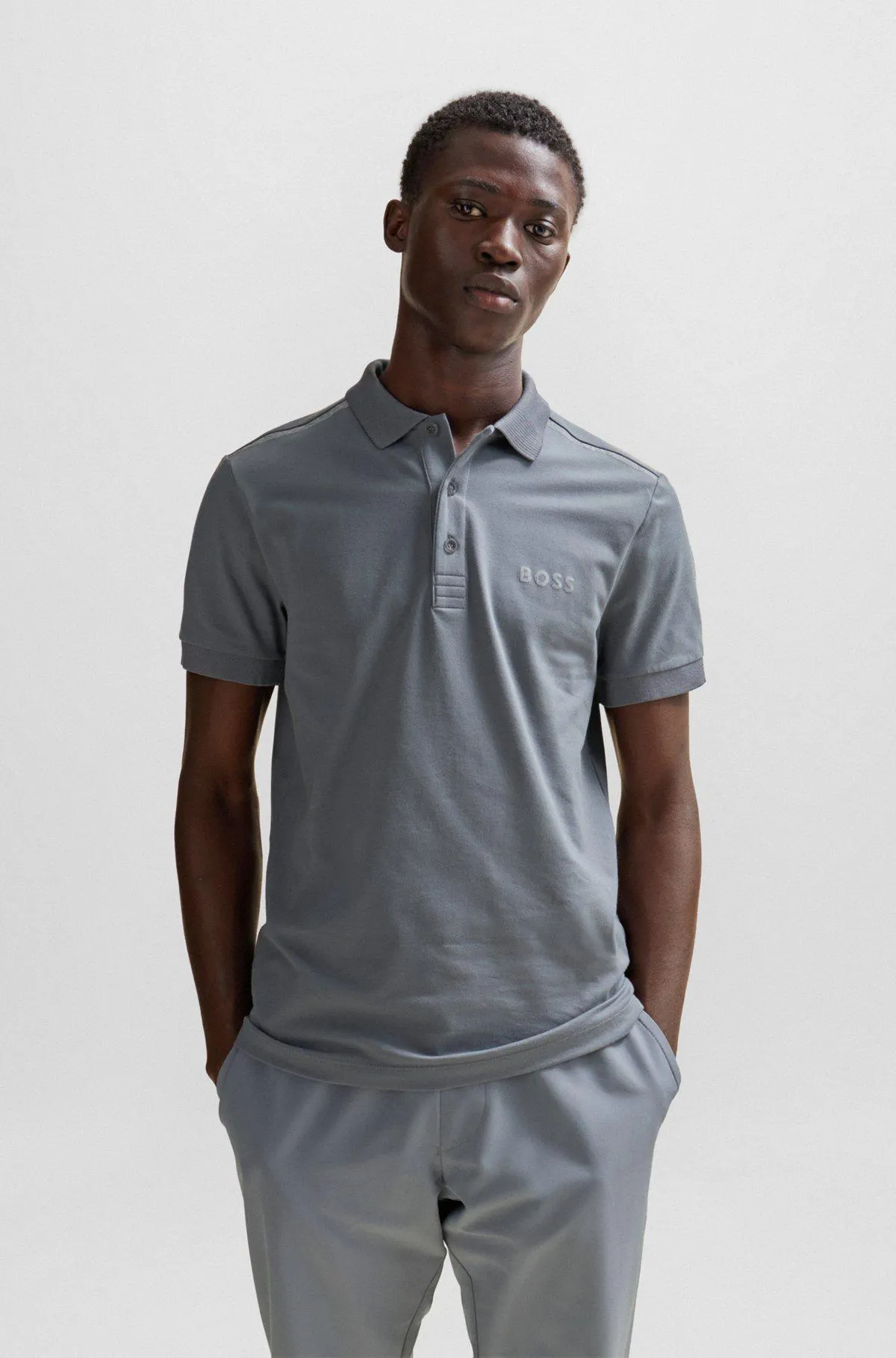 Slim-fit polo shirt with decorative reflective details