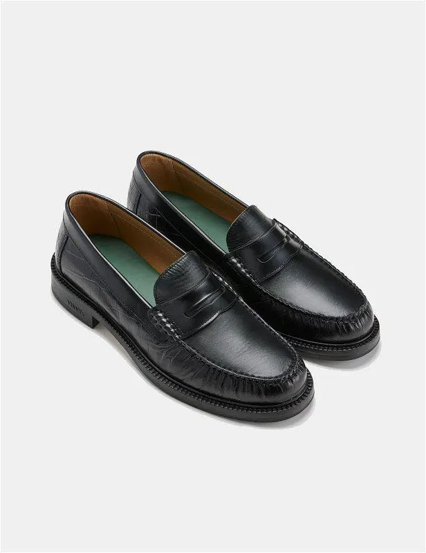 Yardee Mocassin Loafer Black Croco Pattern