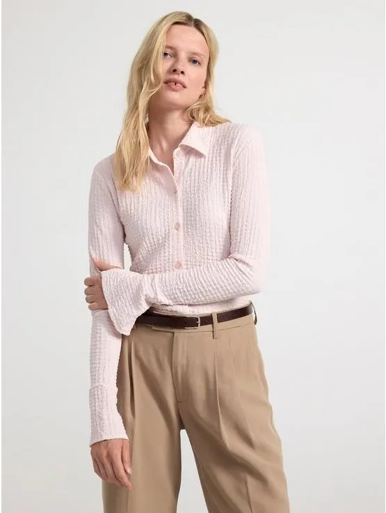 Jerseyskjorte med tekstur