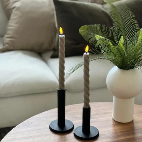 Lun tvinnet kronelys Beige 2 pk.