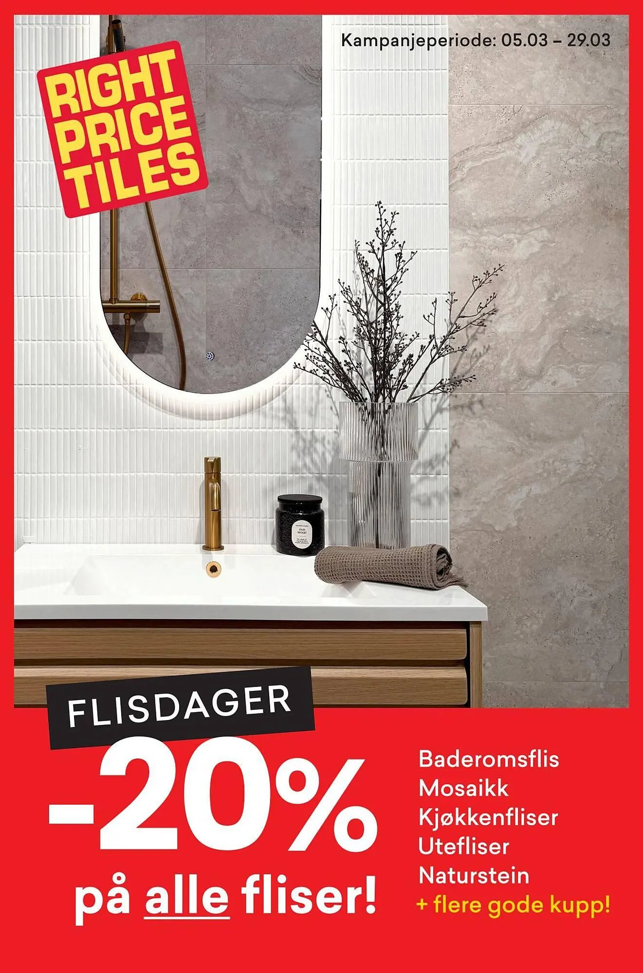 Right Price Tiles kundeavis fra 5. mars til 30. mars 2026 - kundeavisside 1