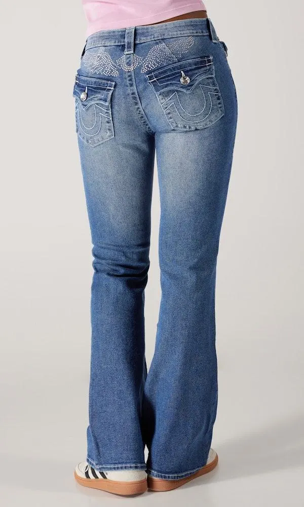 Crystal Wing Becca Mid Rise Boot Flap Medium Blå Jeans