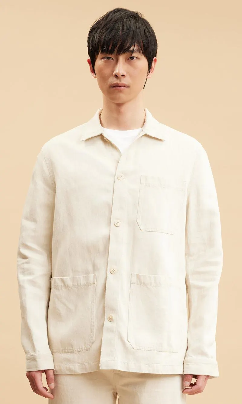 Overshirt i lin- og bomullsblanding