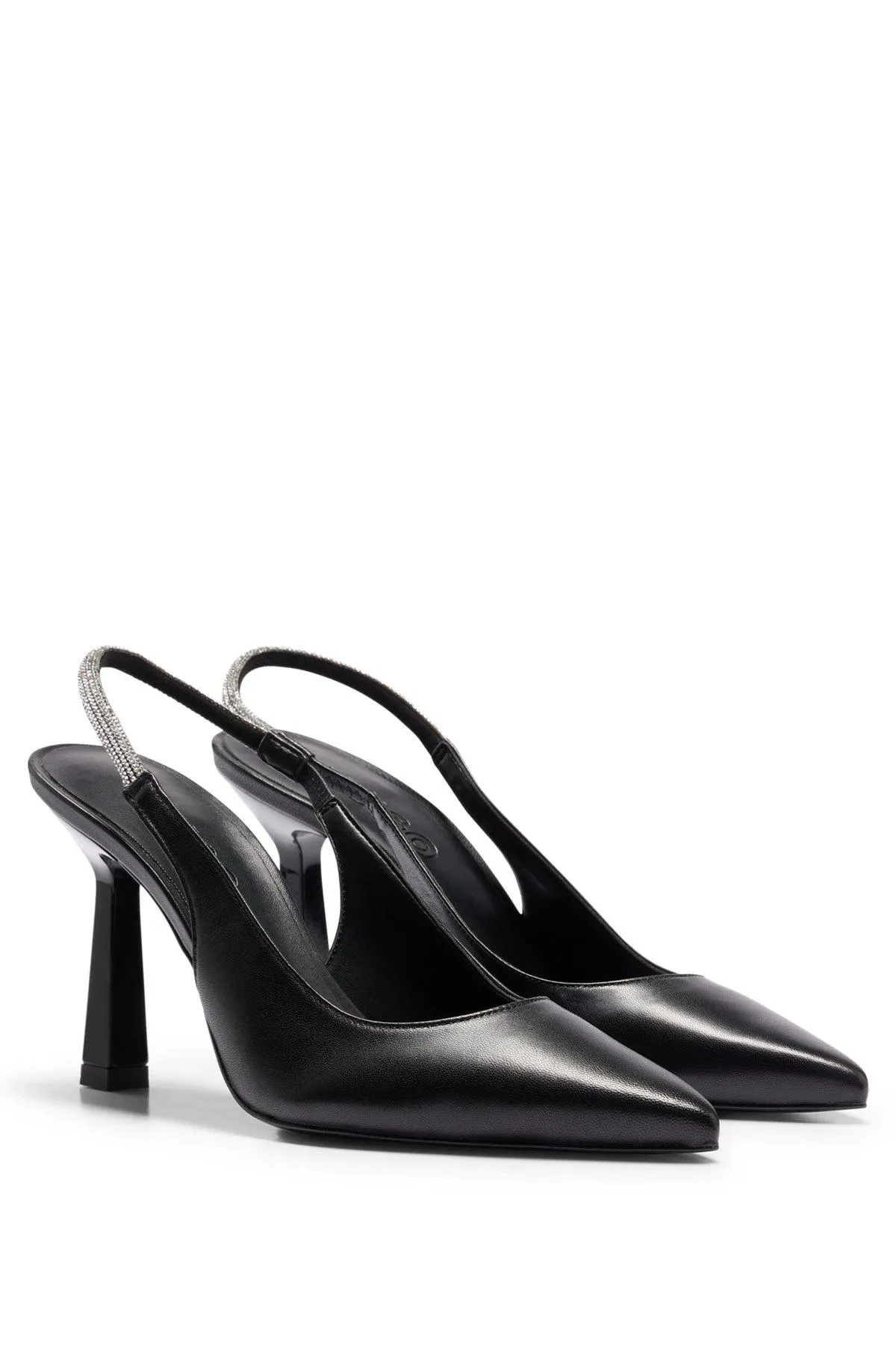 Nappa-leather pumps with crystal slingback strap