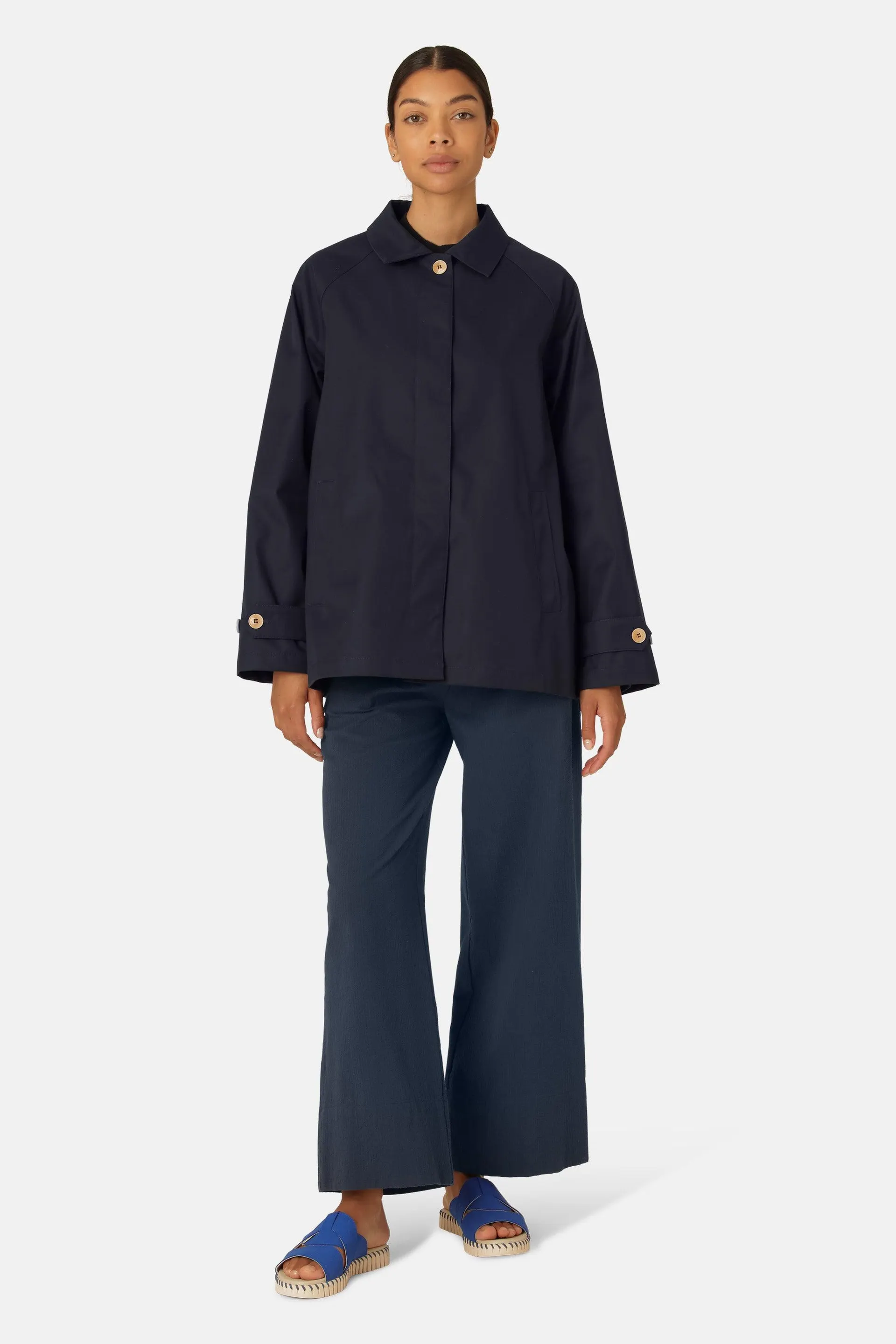 Cotten Rain Coat - Dark Indigo