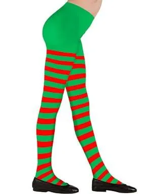 Grønn og Rød Stripete Strømpebukse til Barn