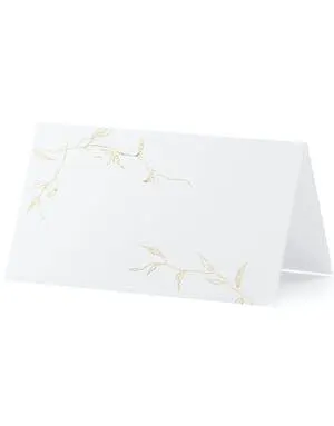 10 stk Hvite Bordkort med Gullfolierte Grener