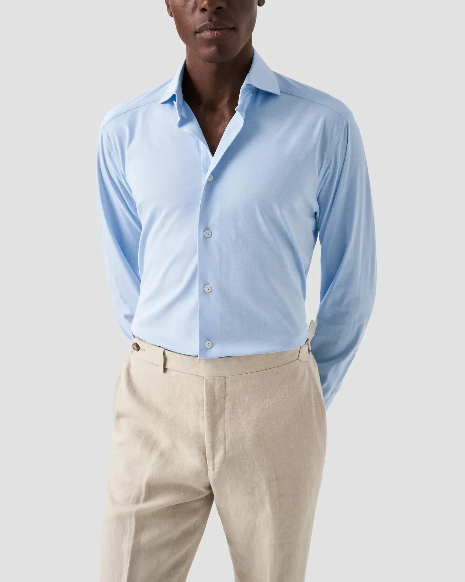 Light Blue Cotton Four-Way Stretch Shirt