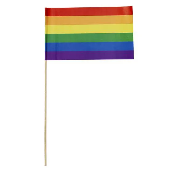 Prideflagg på pinne 3 stk