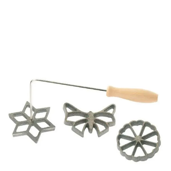 Rosettbakkelsjern med 3 former