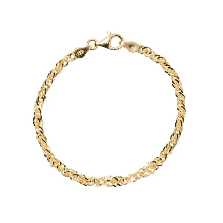 Singapore Armbånd 925 Forgylt Sølv 21 cm