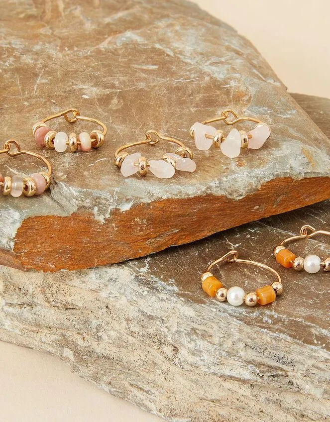 Beaded Hoop Earrings Set of Three