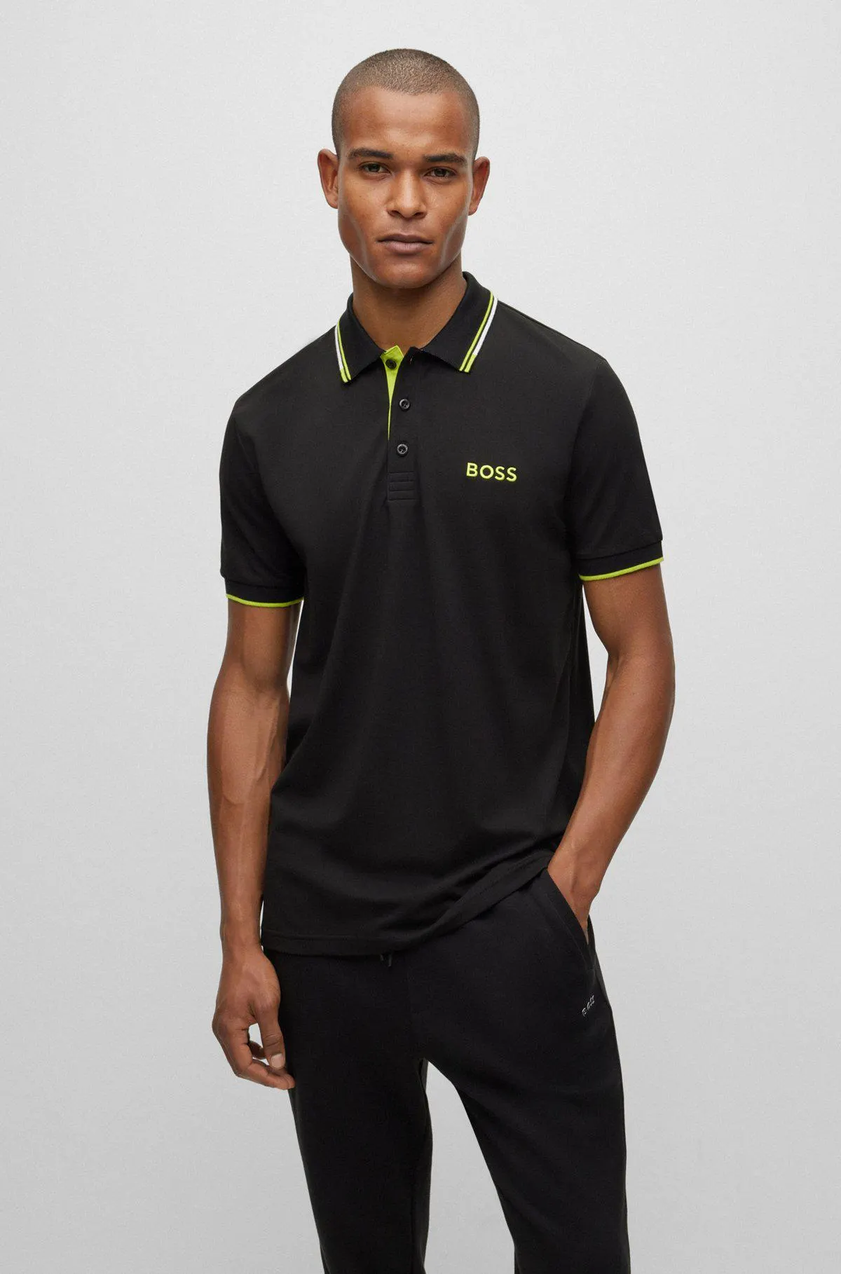 Cotton-blend polo shirt with contrast details