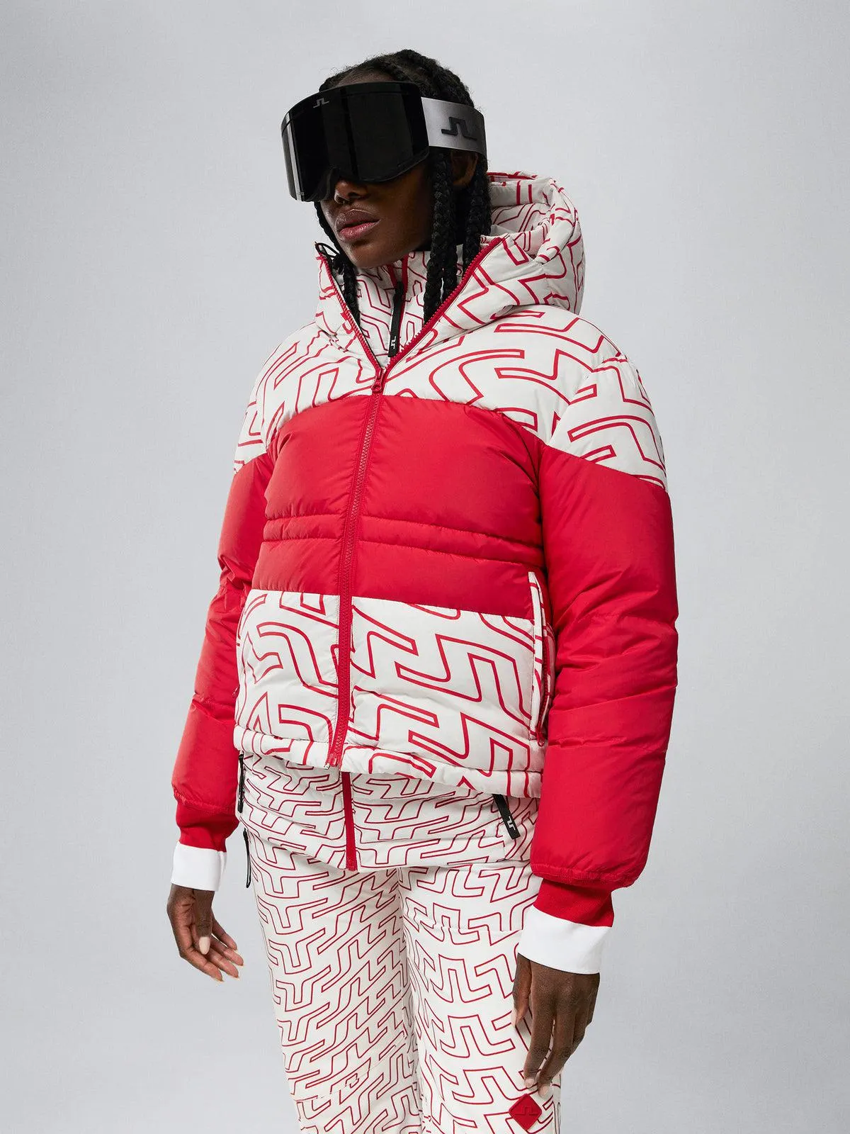 BLOCK DOWN JACKET PRINT Bridge Swirl White