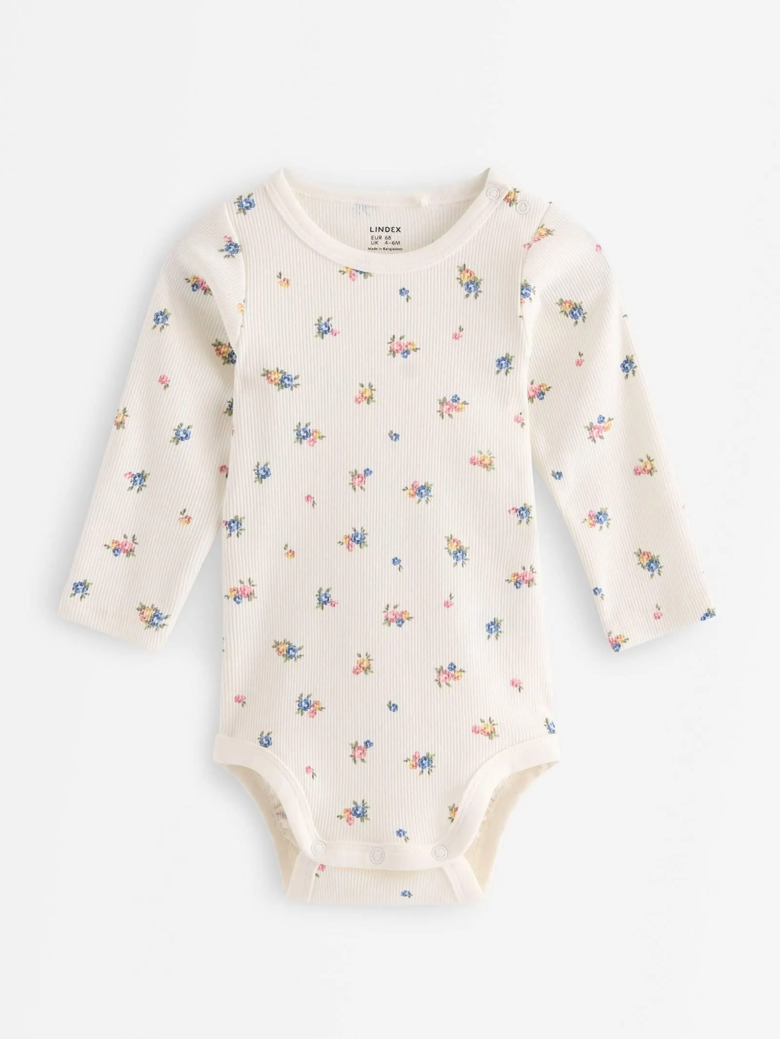 Ribbet body med blomstertrykk