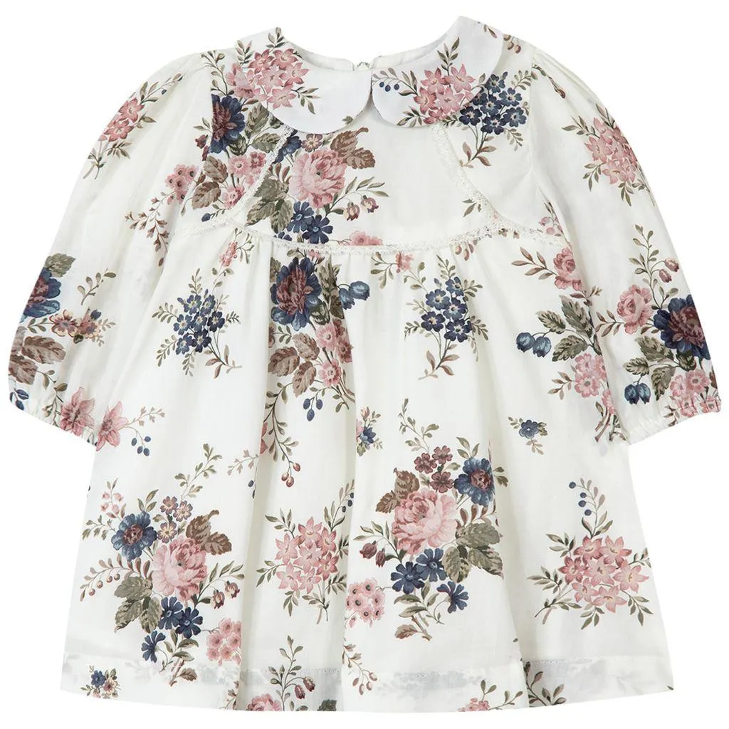 Blomstret Kjole Kremhvit