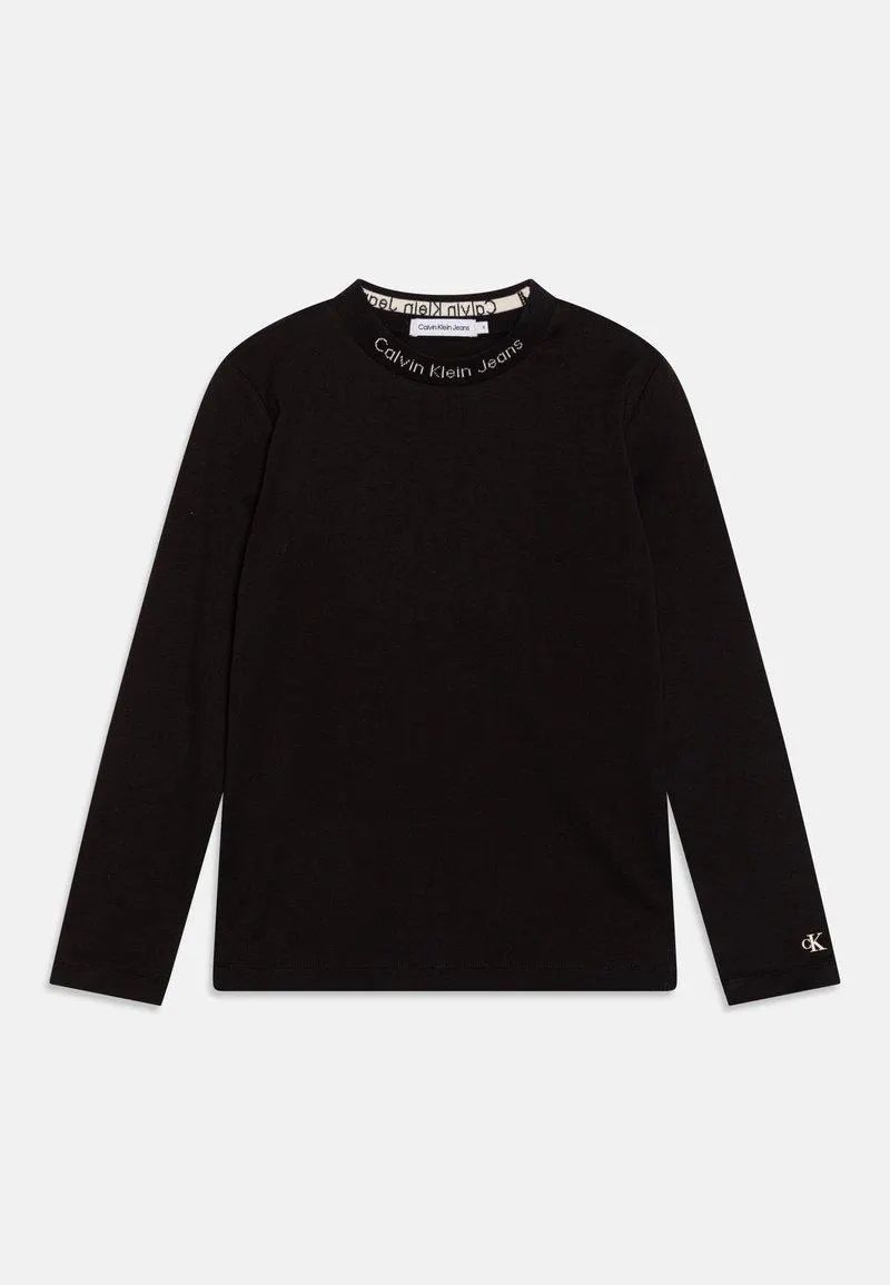 INTARSIA LOGO - Long sleeved top - black