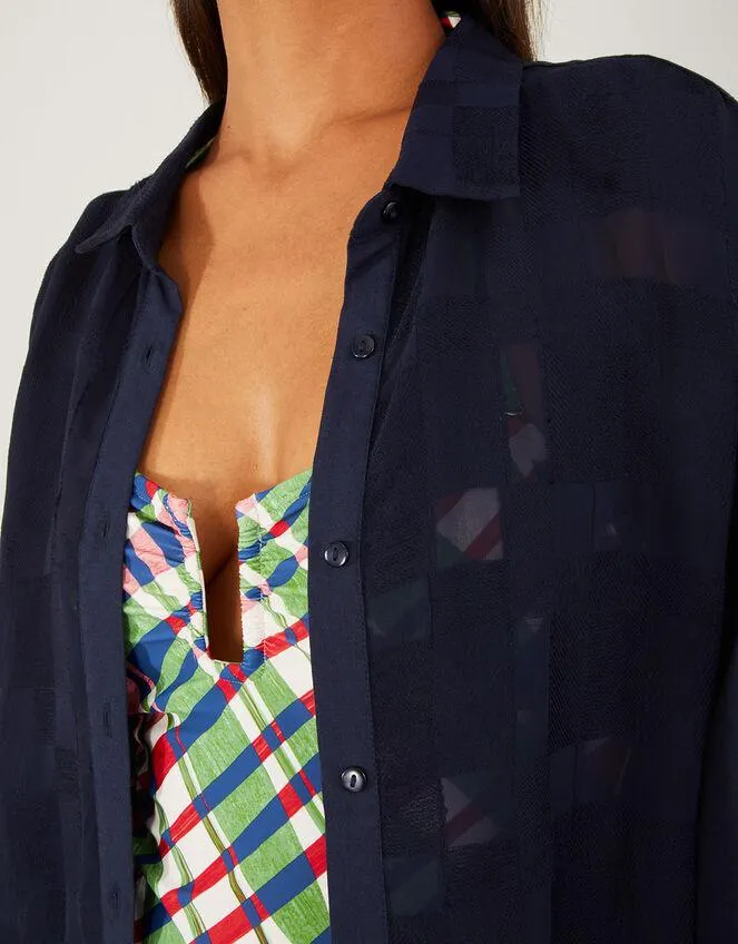 Geometric Jacquard Shirt Blue