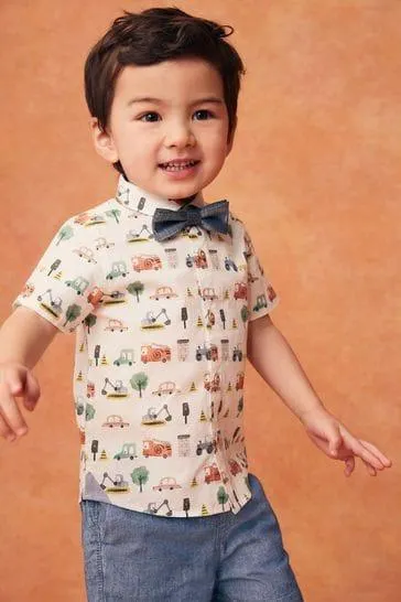 Short Sleeve Shirt And Bow Tie Set (3mths-7yrs)