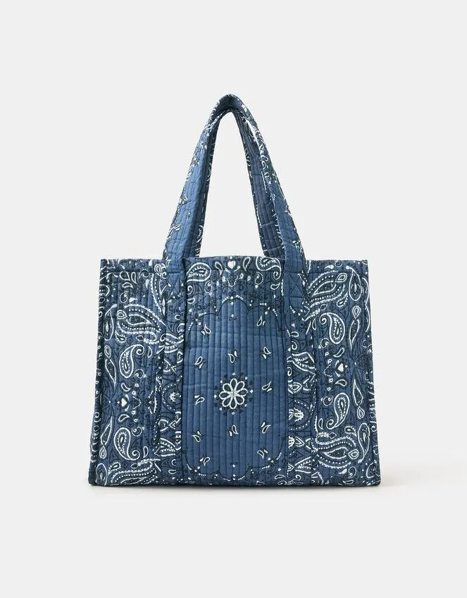 Paisley Print Quilted Shopper Bag