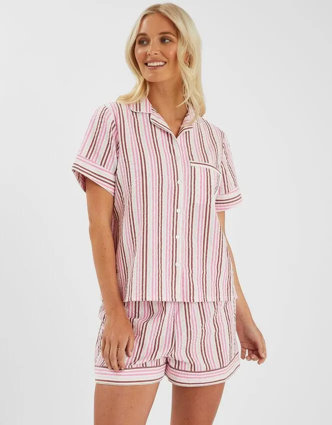 Stripe Seersucker Short Pyjamas Set Multi