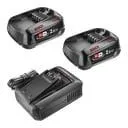 Batterier + lader 18 V 2x2,5 Ah