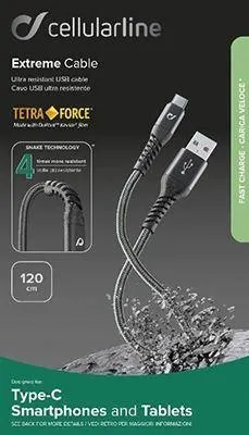 USB CABLE KEVLAR Type-C Ladekabel for Type-C, 1.2M