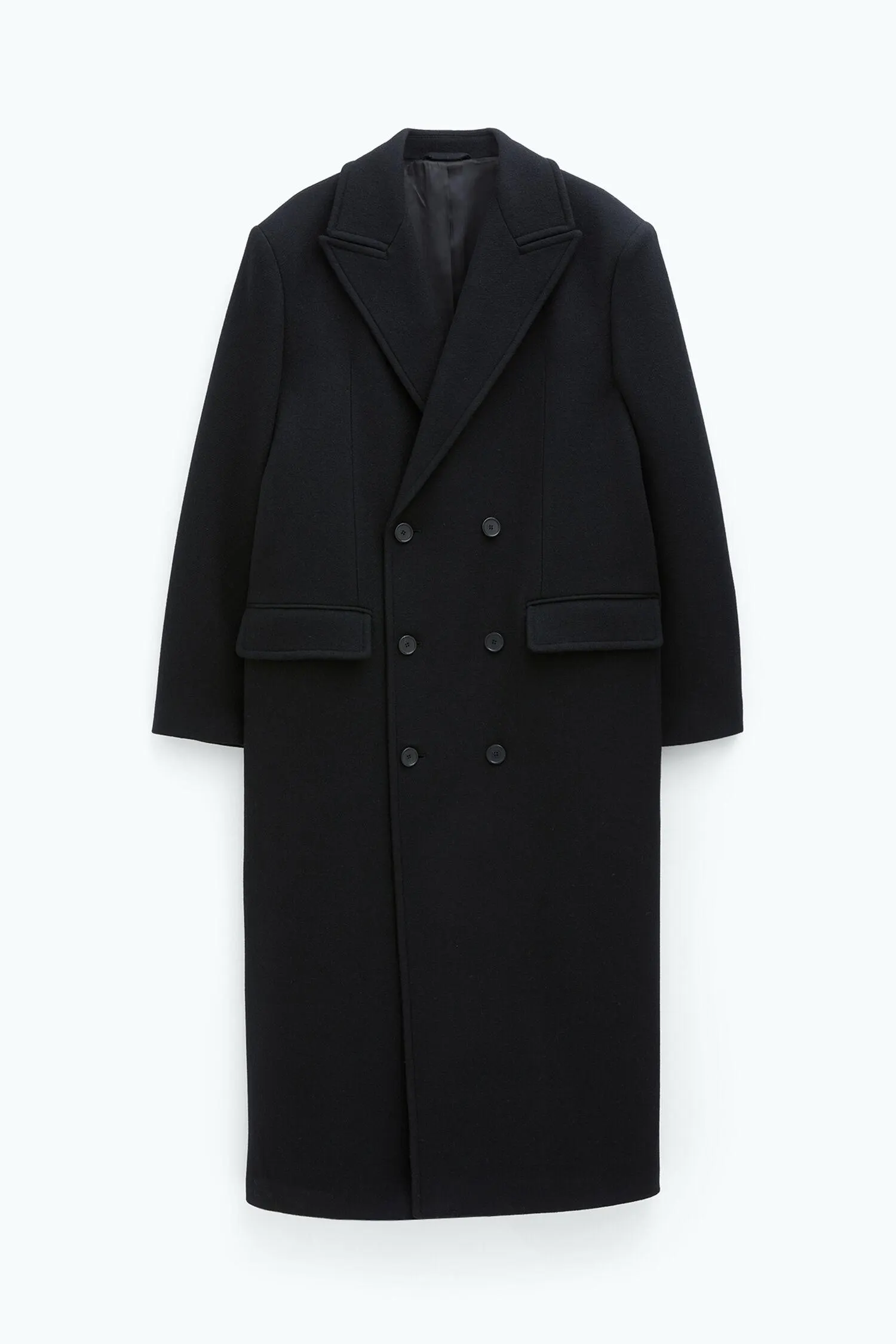 Double Breasted Wool Coat Black