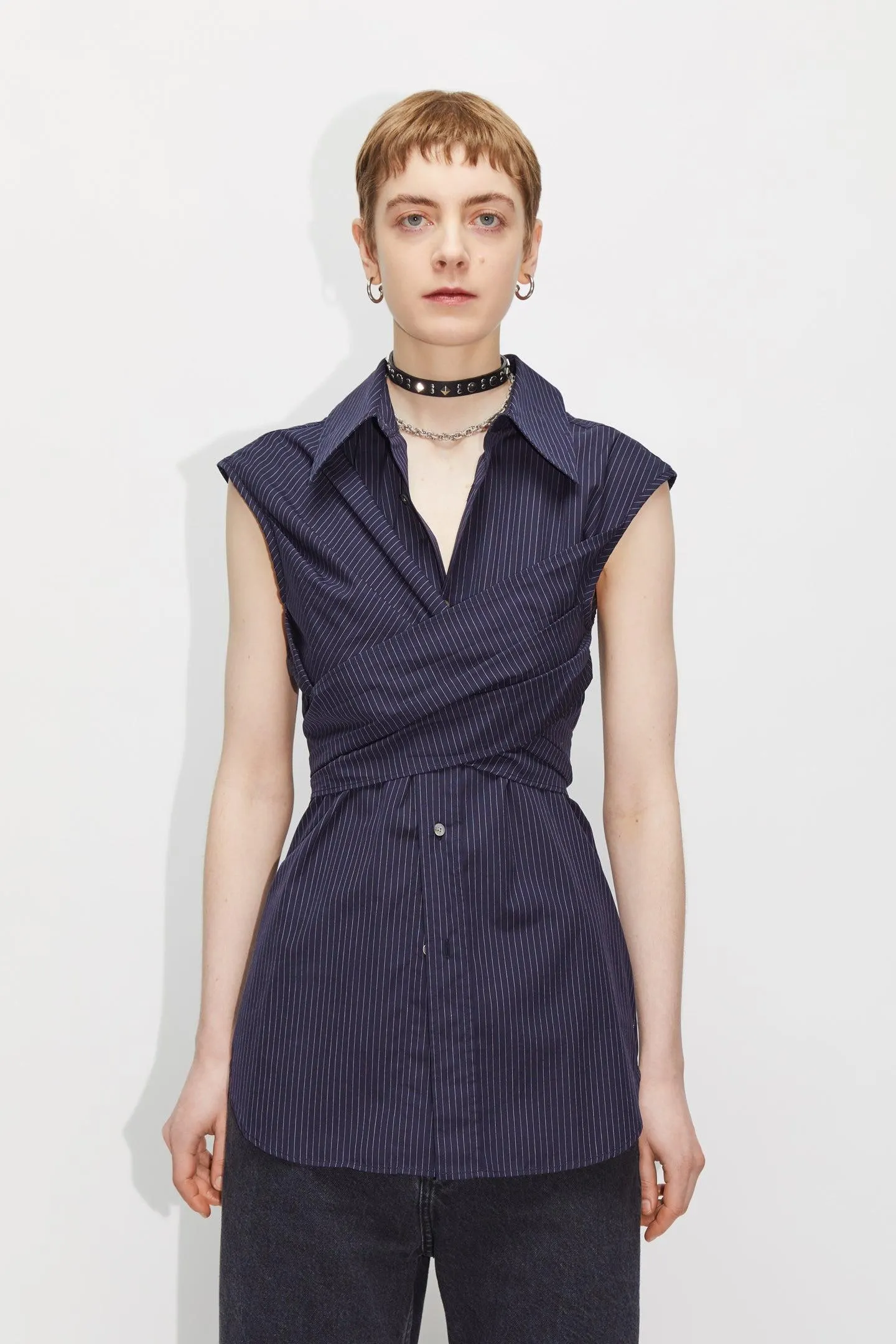 Pinstriped Sleeveless Shirt