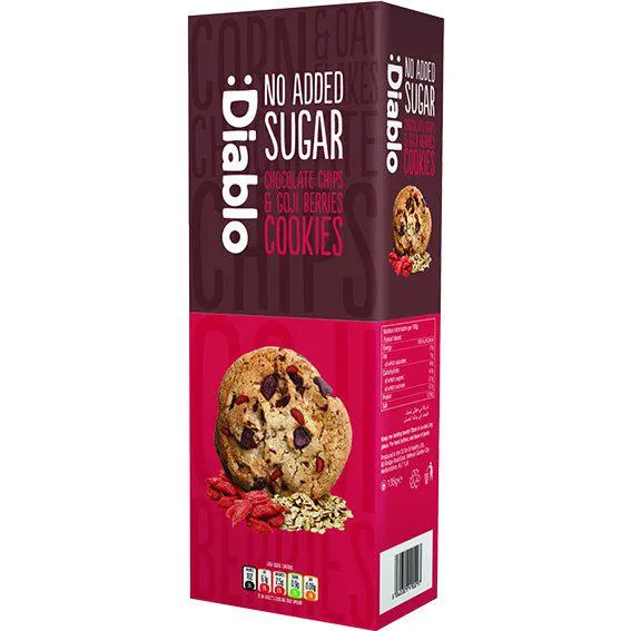 Diablo chocolate chip & goji berry cookies 135 g