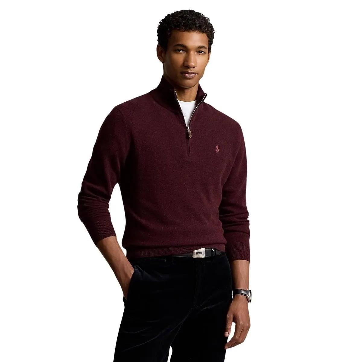 Wool Quarter-Zip Sweater – Rød