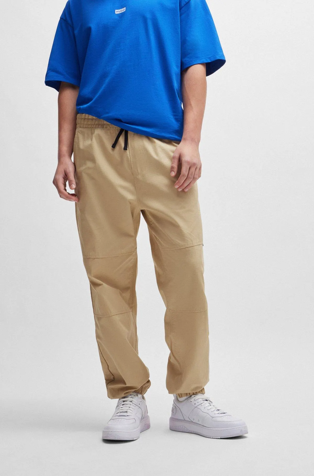 Tapered-fit trousers in structured cotton