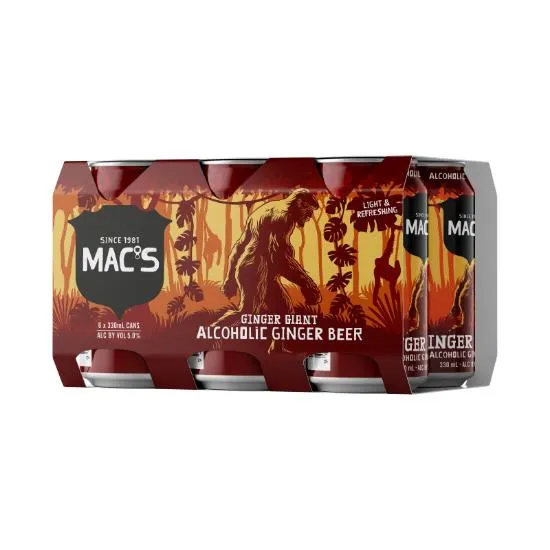 Mac's Ginger Giant Alcoholic Ginger Beer 5% Cans 6x330ml
