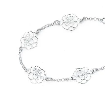Sterling Silver Open Roses Bracelet