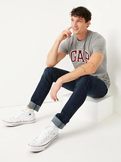 GAP Red Logo Tee In Grey