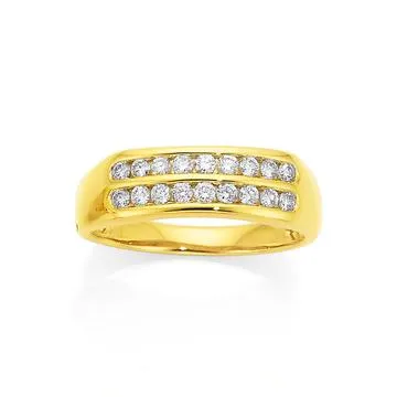 9ct, Diamond 2 Row Ring Total Diamond Weight =.50ct Size U