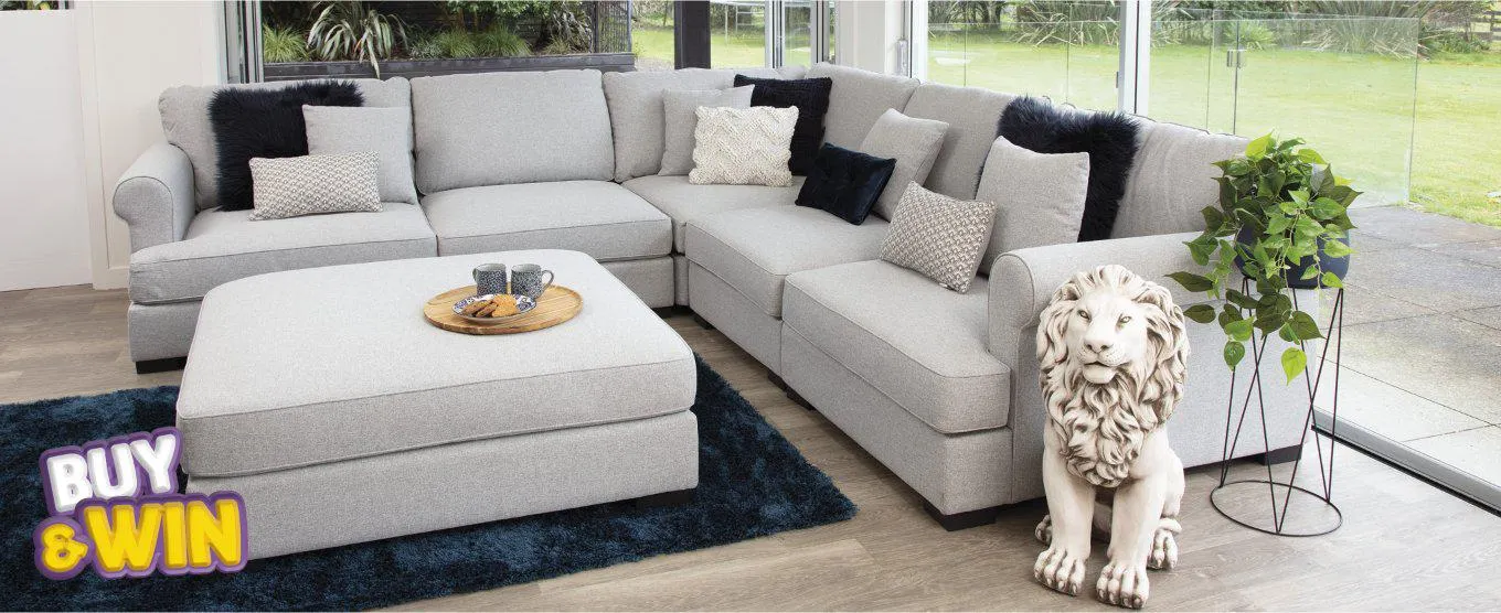 Brighton Corner suite with Ottoman - Steel