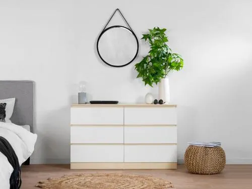 Jolt Six Drawer - Wide - Natural / White