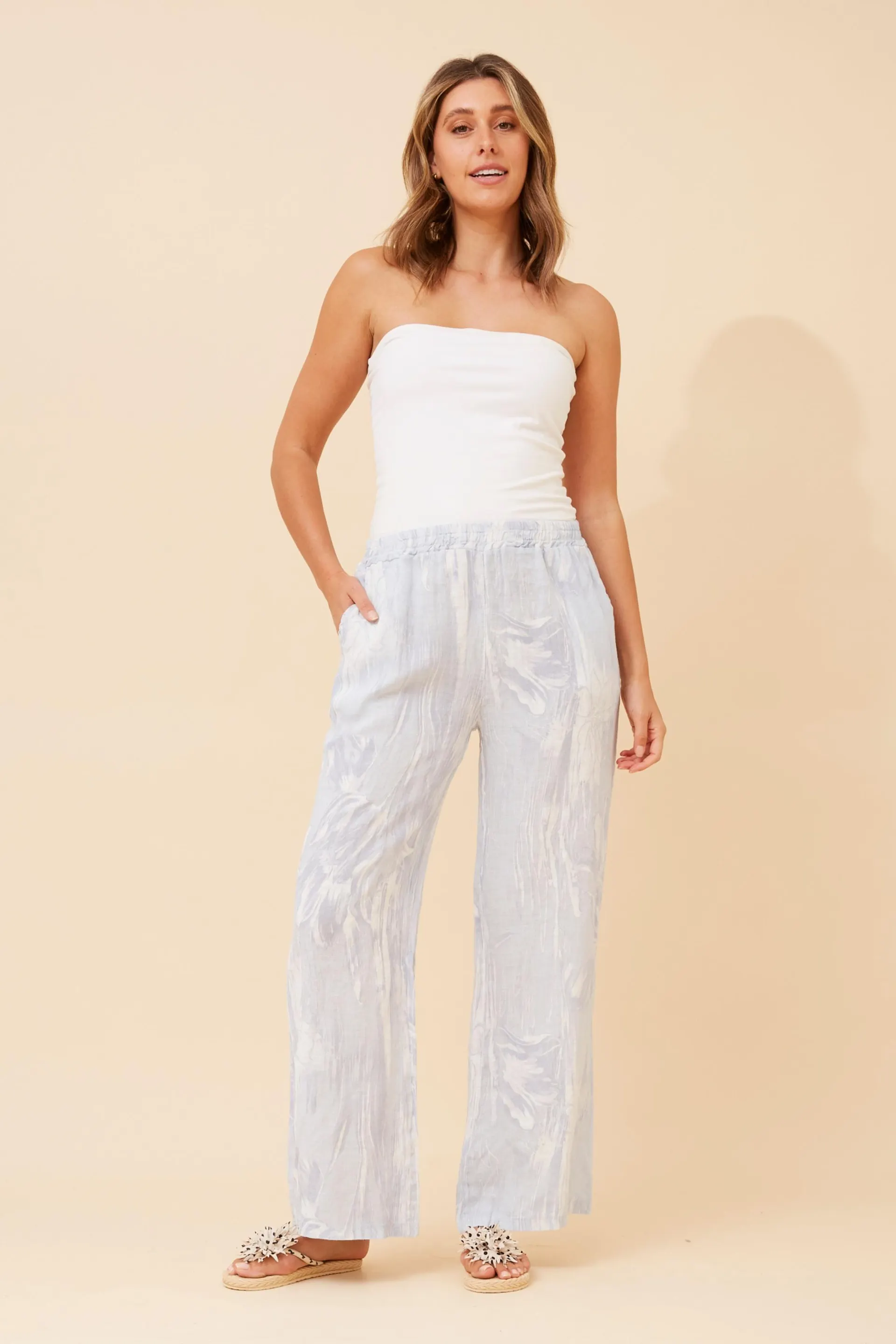 FALLAN FLORAL LINEN PANTS