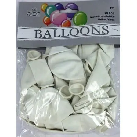 BALLOON 12' 20PC WHITE