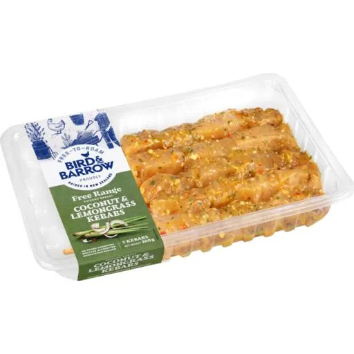 Bird & Barrow Free Range Chicken Kebabs Coconut & Lemongrass 5 Pack