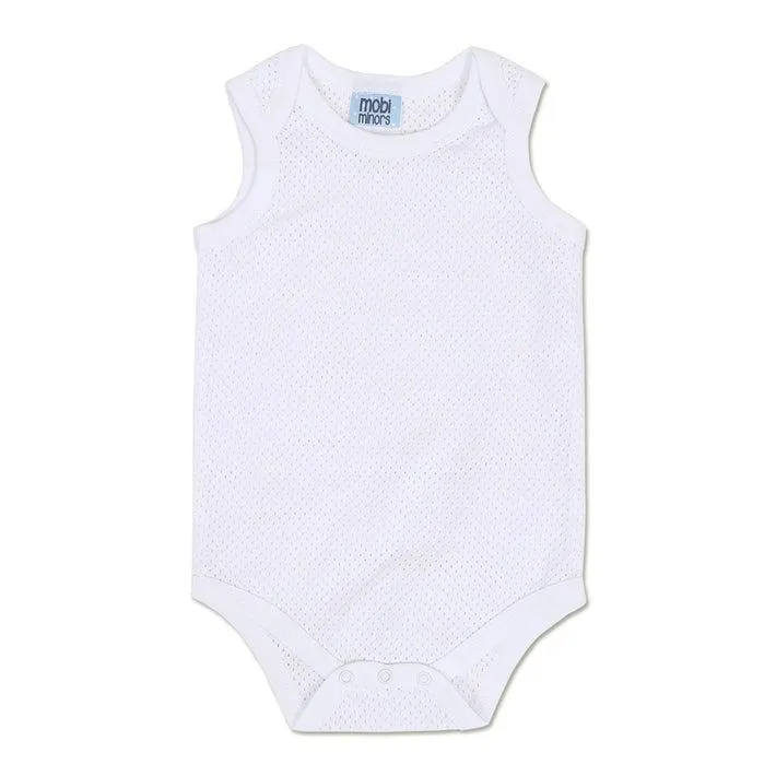 Mobi Minors EDLP Eyelet S/less Bodysuit White